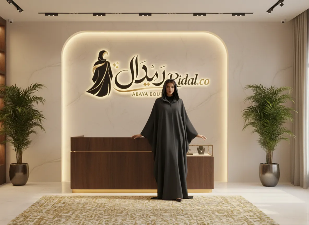 عباية سوداء واسعة بقلنسوة (كاب) بتصميم ملكي فاخر