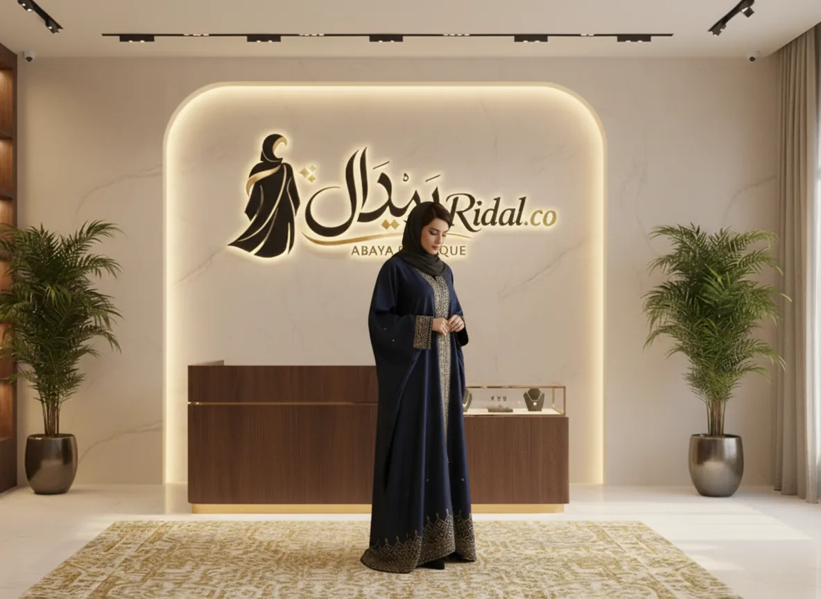 عباية كريب ملكي سوداء بتطريز يدوي فاخر وتصميم كلاسيكي أنيق