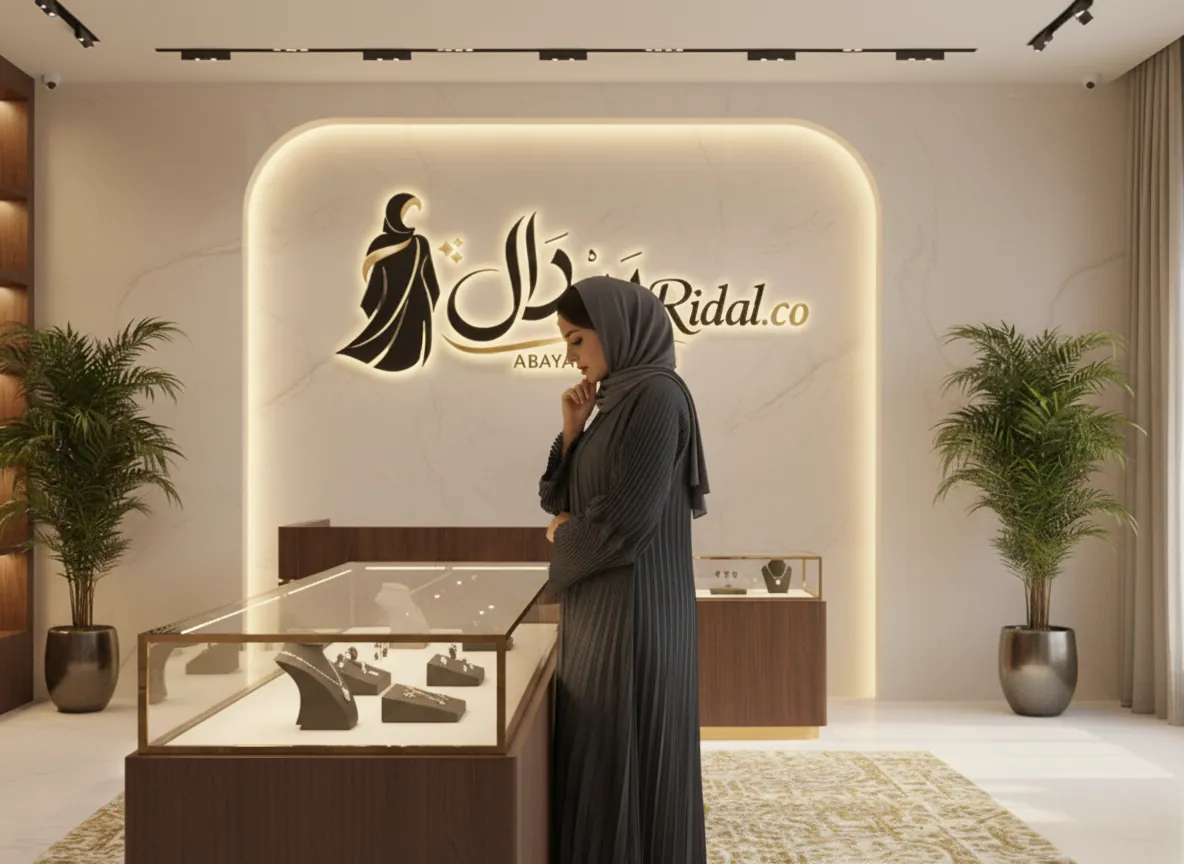 عباية رمادي غامق بكسرات بليسيه كاملة وتصميم عصري فاخر