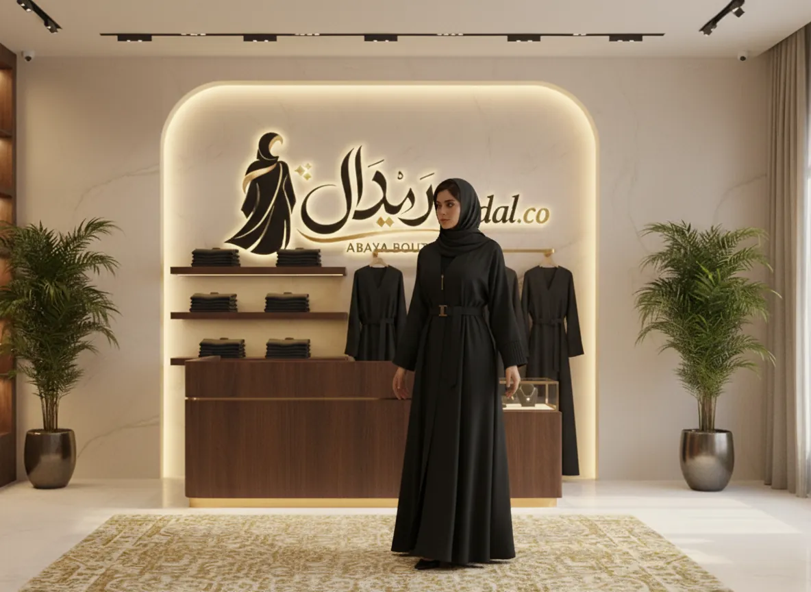 عباية سوداء كلاسيكية بخصر محدد وأكمام بكسرات فنية - موديل SE082