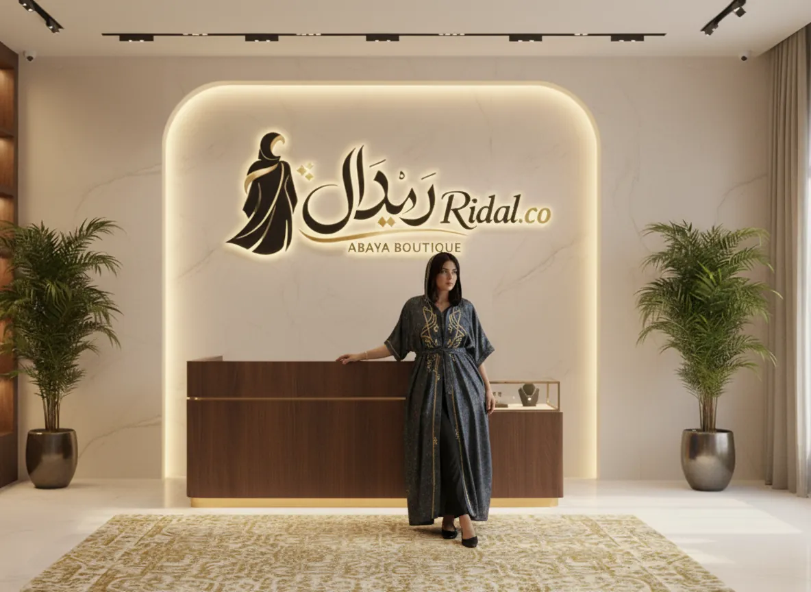 عباية كاجوال ملونة بنقوش هندسية وتطريز ذهبي مع قبعة - تصميم عصري وراقي
