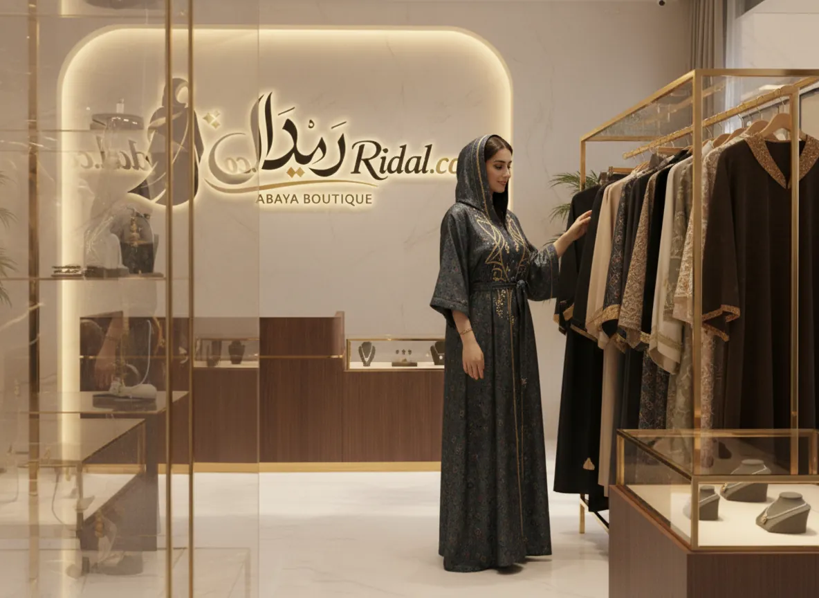عباية كاجوال ملونة بنقوش هندسية وتطريز ذهبي مع قبعة - تصميم عصري وراقي