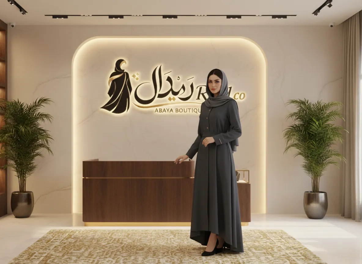 عباية دوام رمادية غامقة بتصميم عصري وأزرار أمامية - SE643