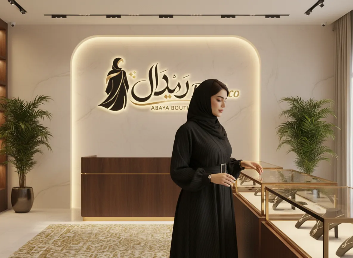 عباية دوام سوداء أنيقة بتصميم لف وقماش مقلم ناعم مع حزام خصر عريض