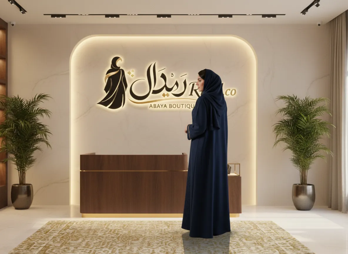 عباية كحلية راقية بتطريز كلاسيكي وتفاصيل ذهبية ساحرة - SE805