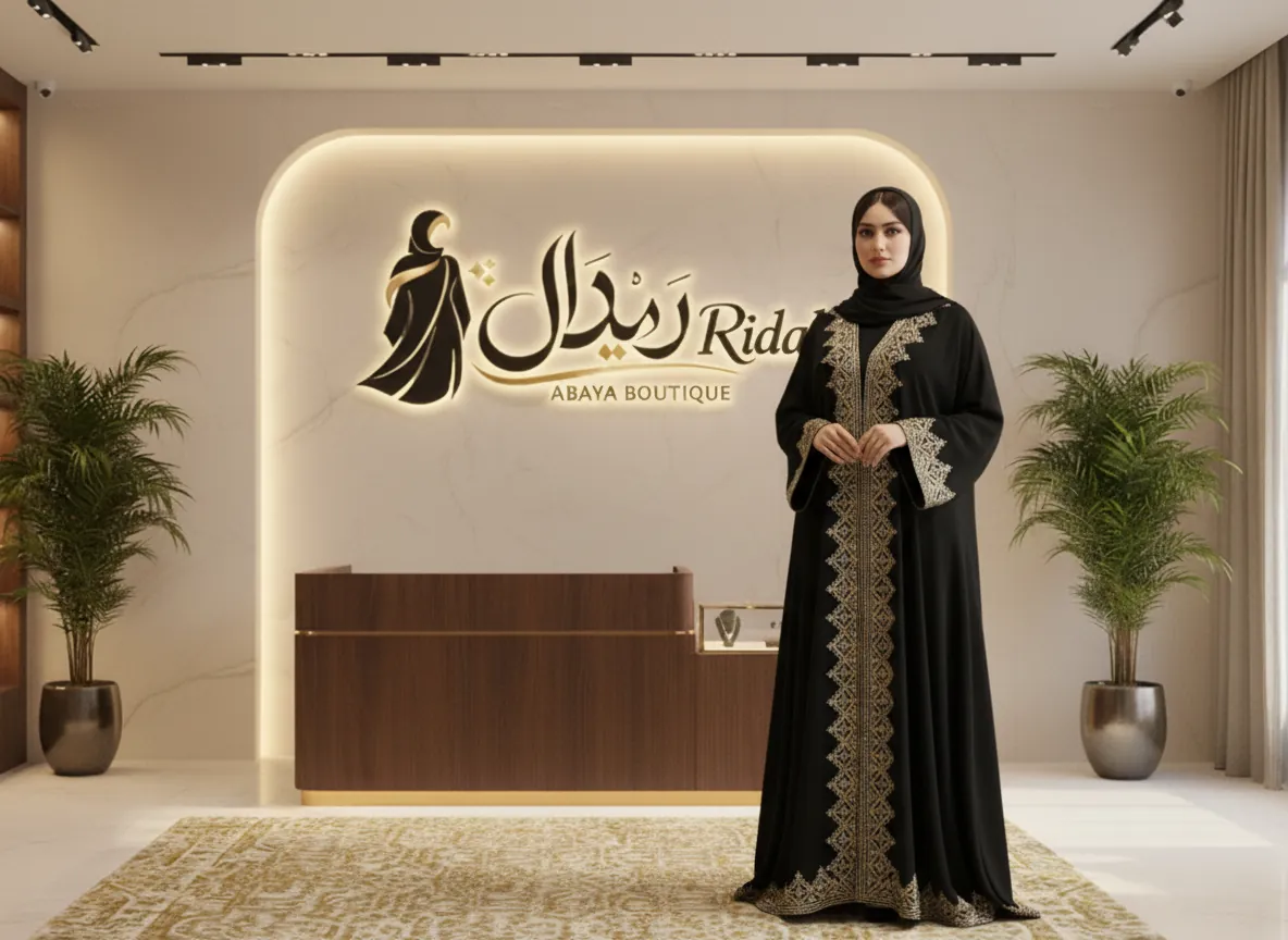 عباية كريب ملكي سوداء مطرزة يدوياً بخيوط الحرير والخرز الفاخر