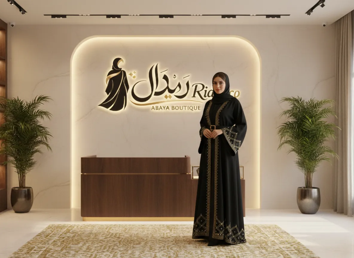 عباية سوداء فاخرة من قماش الكريب الملكي بتطريز يدوي على الأكمام وتصميم كلاسيكي راقي