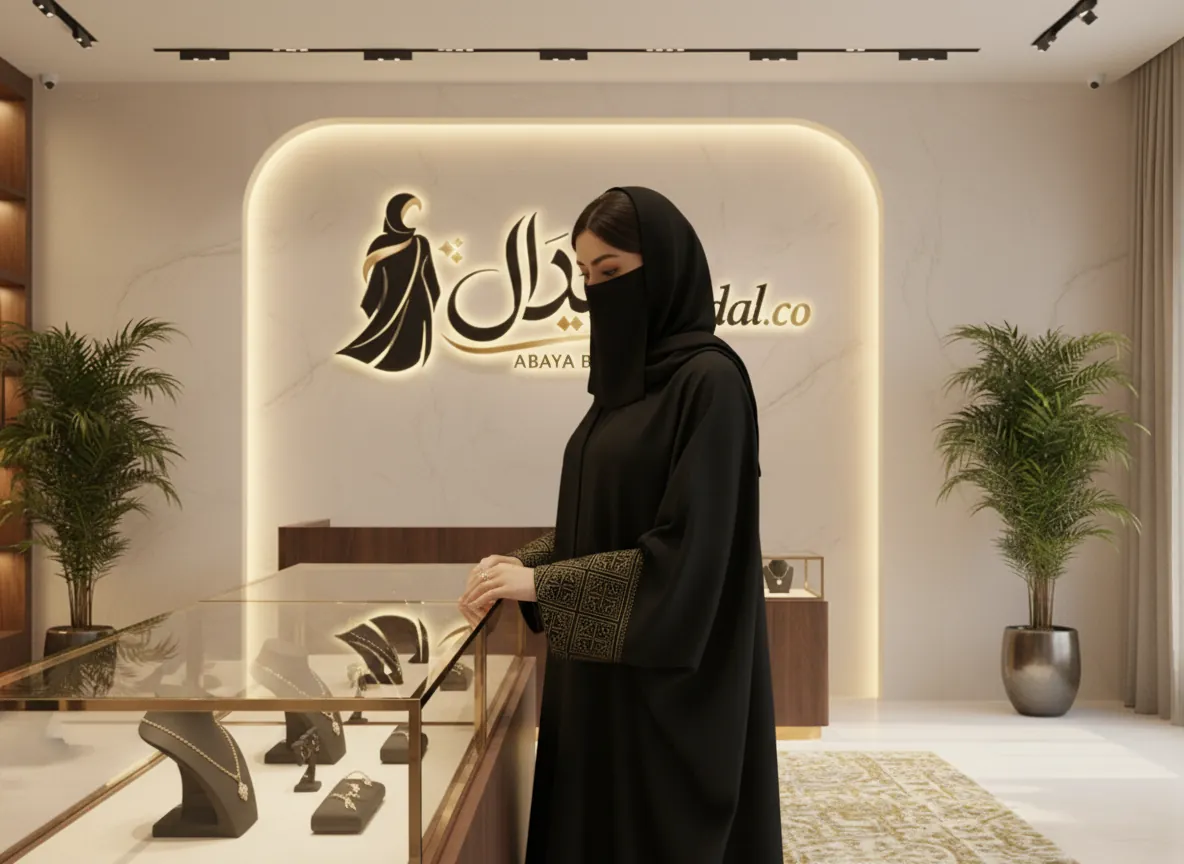 عباية بشت سوداء فاخرة بتطريز هندسي مذهب على الأكمام