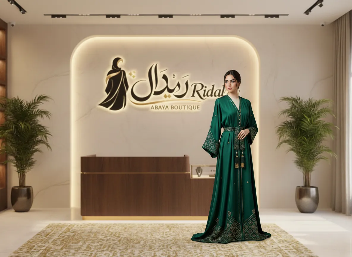 عباية سوداء فاخرة من الكريب الكوري بتطريز يدوي ملكي وتصميم كلاسيكي عصري