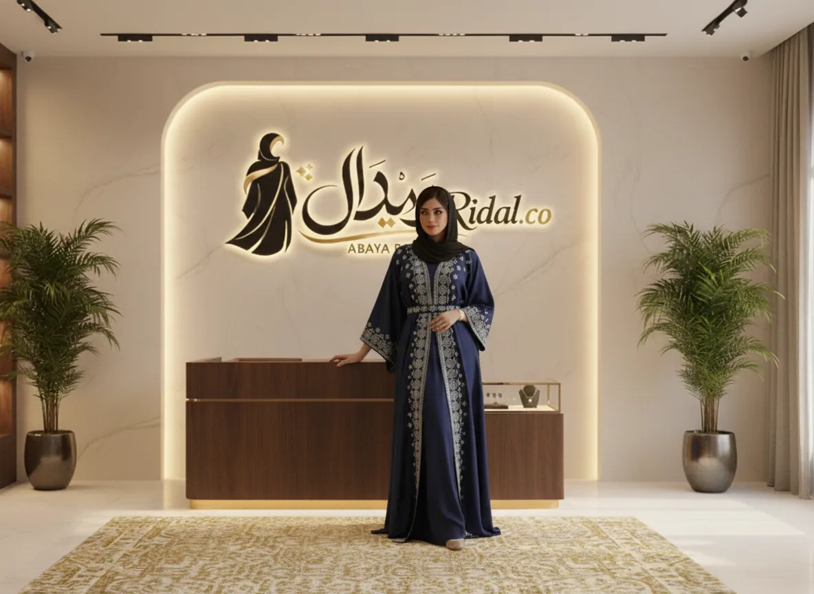 عباية مناسبات سوداء فاخرة من قماش الكريب الملكي مع تطريز يدوي وتصميم كلوش أنيق