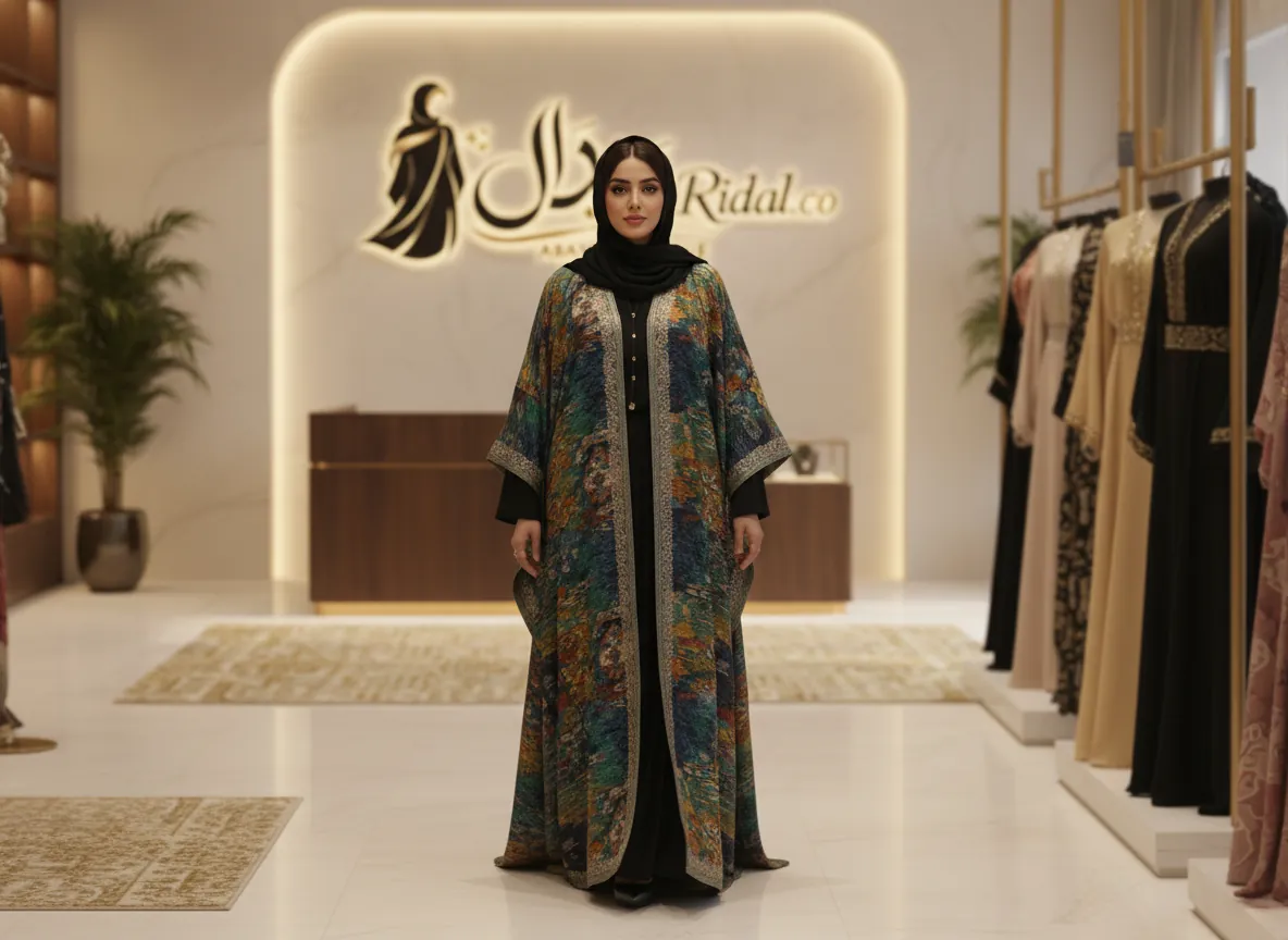 عباية ملونة فاخرة من الكتان البارد بتصميم عصري وأكمام واسعة لإطلالة أنيقة وعملية