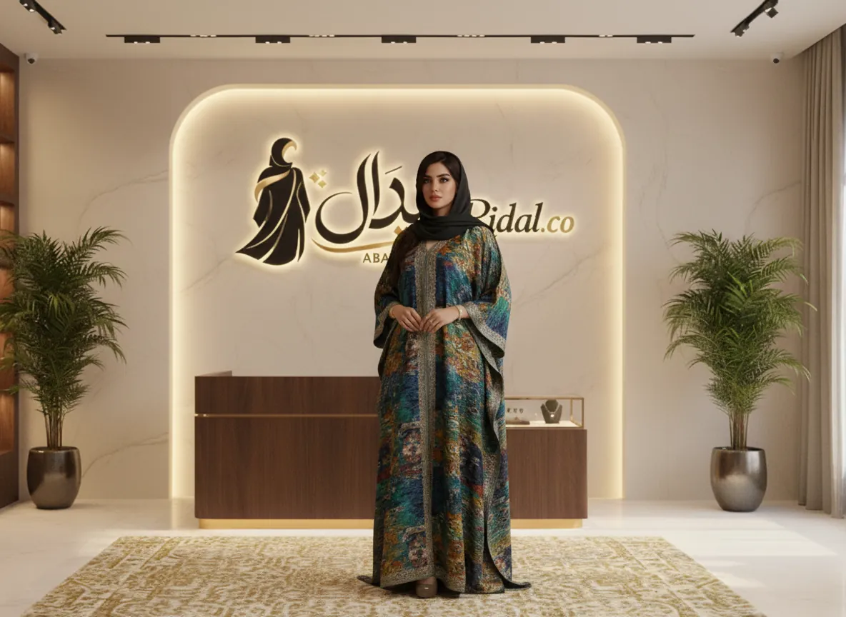 عباية ملونة فاخرة من الكتان البارد بتصميم عصري وأكمام واسعة لإطلالة أنيقة وعملية