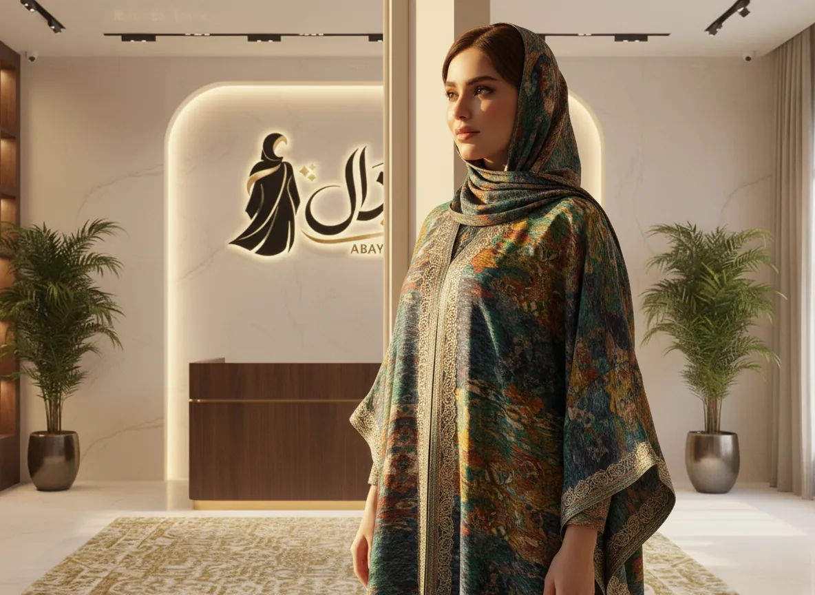 عباية ملونة فاخرة من الكتان البارد بتصميم عصري وأكمام واسعة لإطلالة أنيقة وعملية