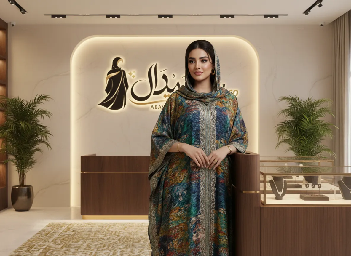 عباية ملونة فاخرة من الكتان البارد بتصميم عصري وأكمام واسعة لإطلالة أنيقة وعملية