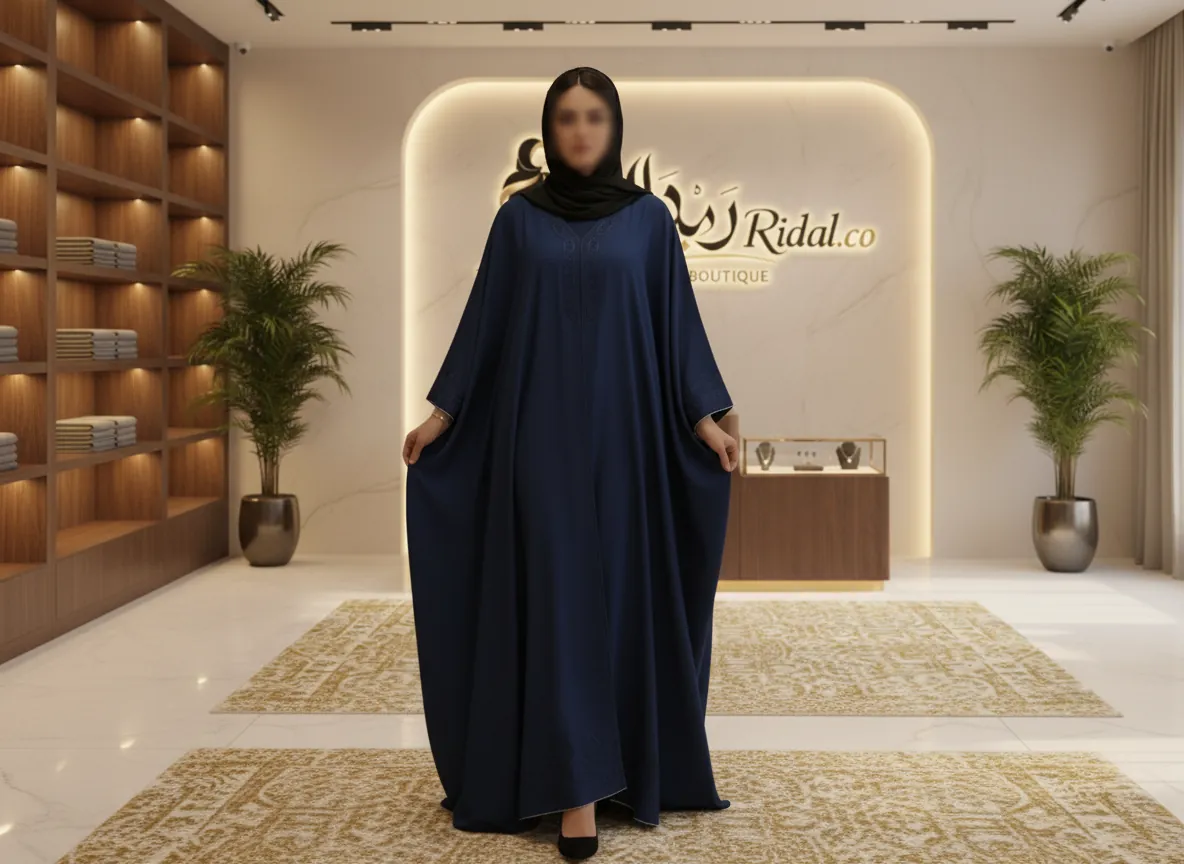 عباية بشت ملكية باللون الكحلي الفاخر بتطريز هندسي دقيق