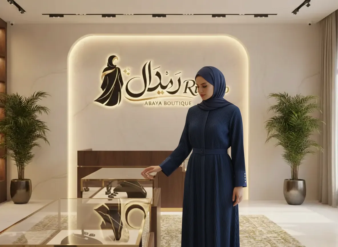 عباية كحلي بليسيه فاخرة بتصميم عصري وحزام خصر وأكمام مزينة باللؤلؤ
