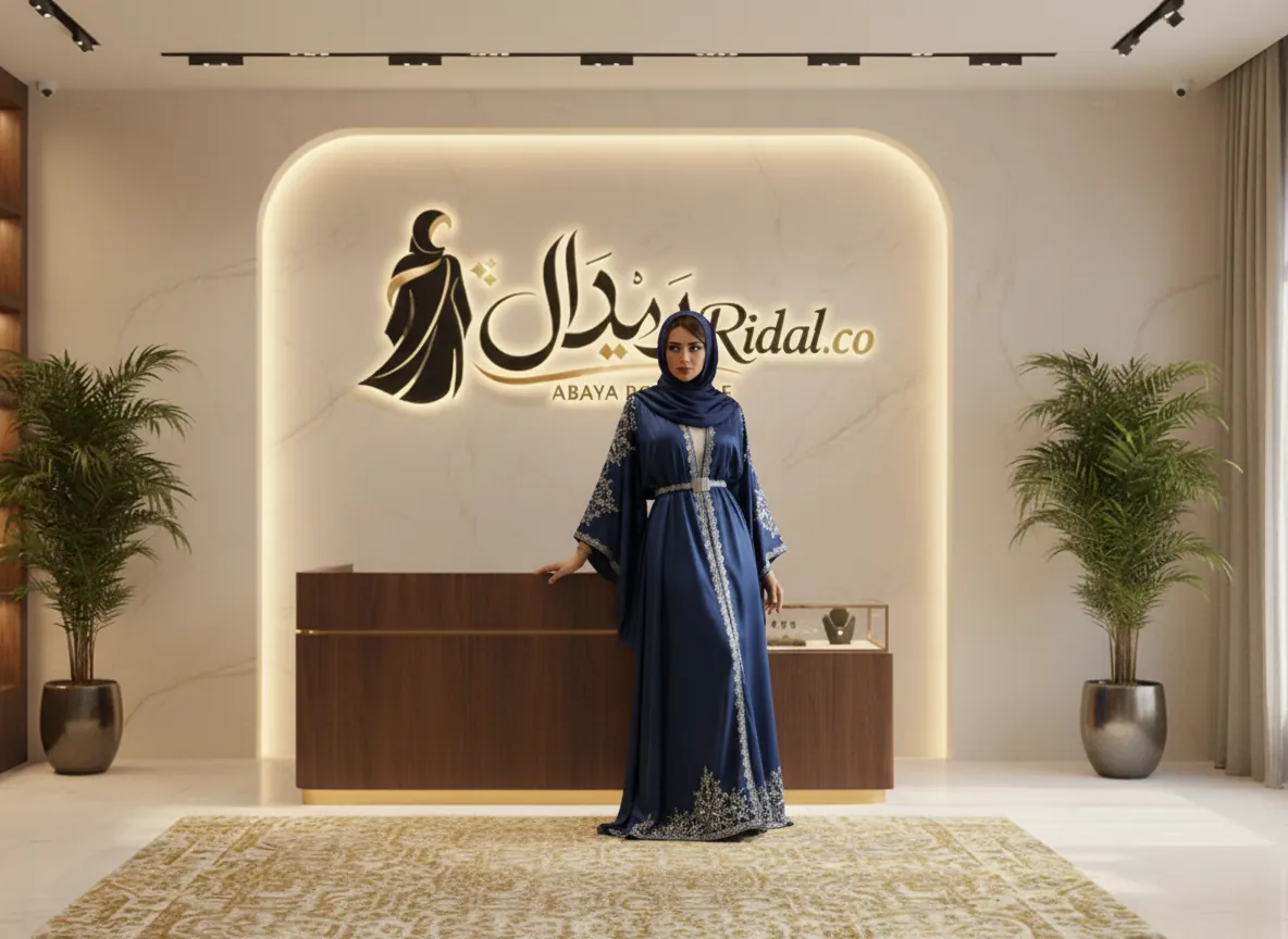 عباية مناسبات فاخرة من قماش الكريب الملكي بتطريز يدوي أنيق وتصميم كلوش عصري