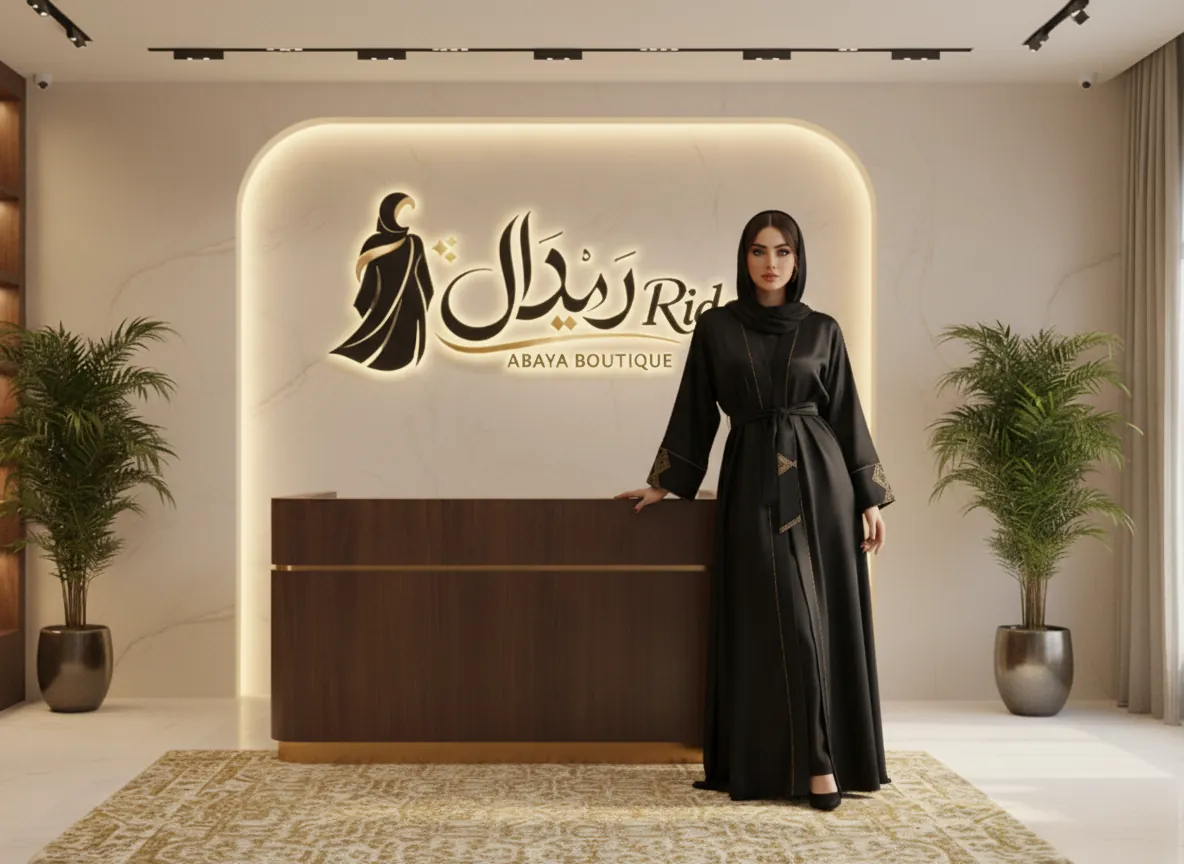 عباية حرير كريب فاخرة باللون الأسود الملكي مع تطريز يدوي ناعم لإطلالة أنيقة