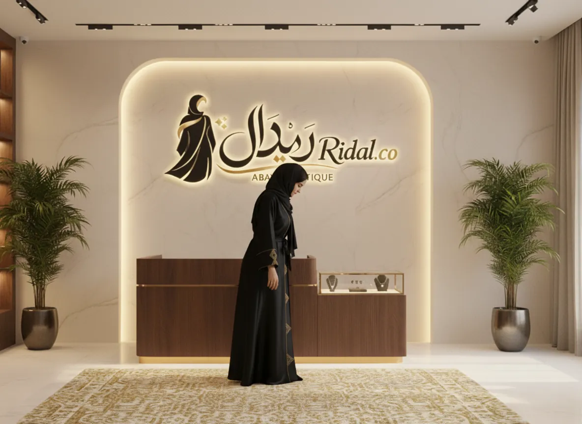 عباية حرير كريب فاخرة باللون الأسود الملكي مع تطريز يدوي ناعم لإطلالة أنيقة