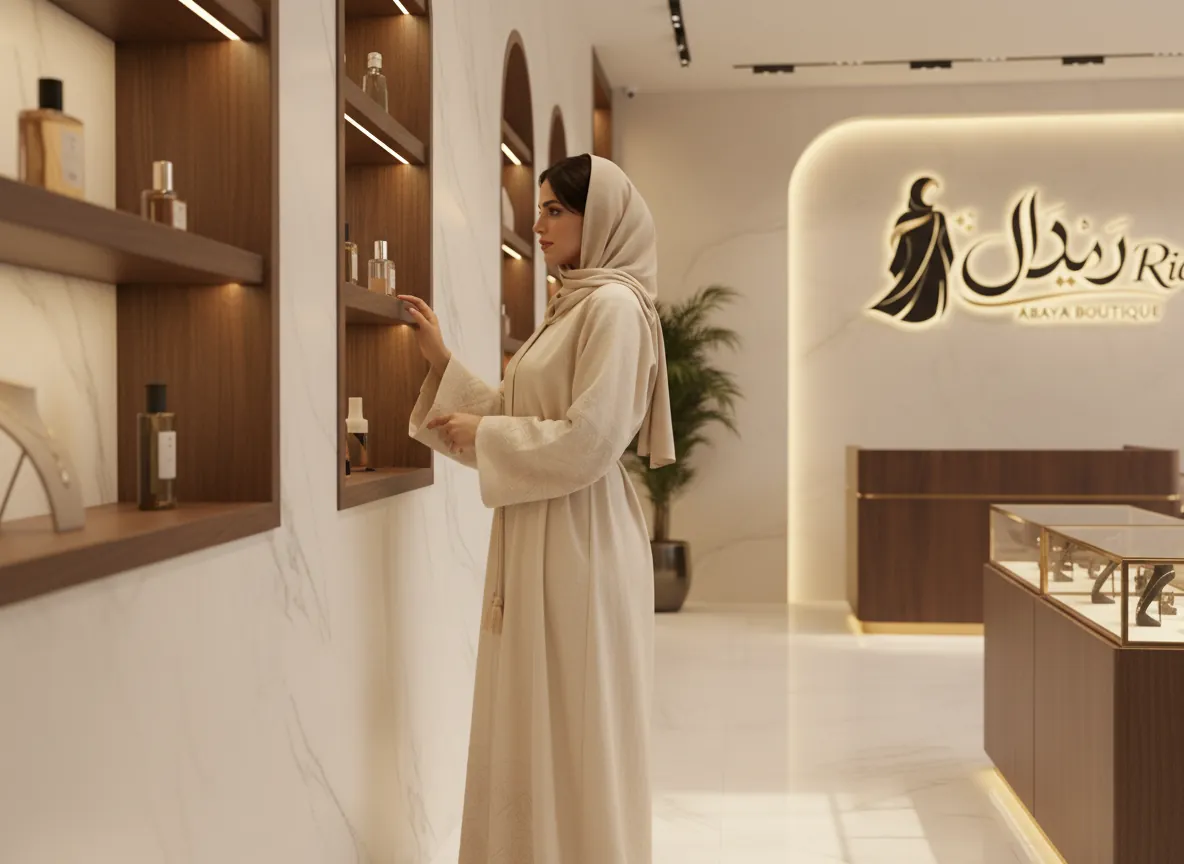عباية كتان فاخرة بلون بيج رملي مع تطريز هندسي وحزام شرابات - SE416