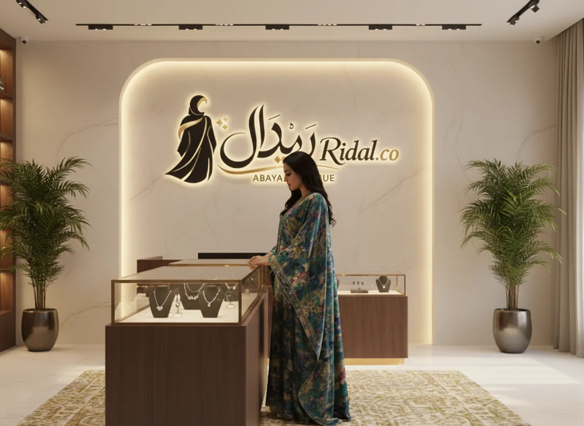 عباية ملونة عصرية بتصميم هندسي وألوان متناغمة من الحرير الفاخر وتطريز يدوي