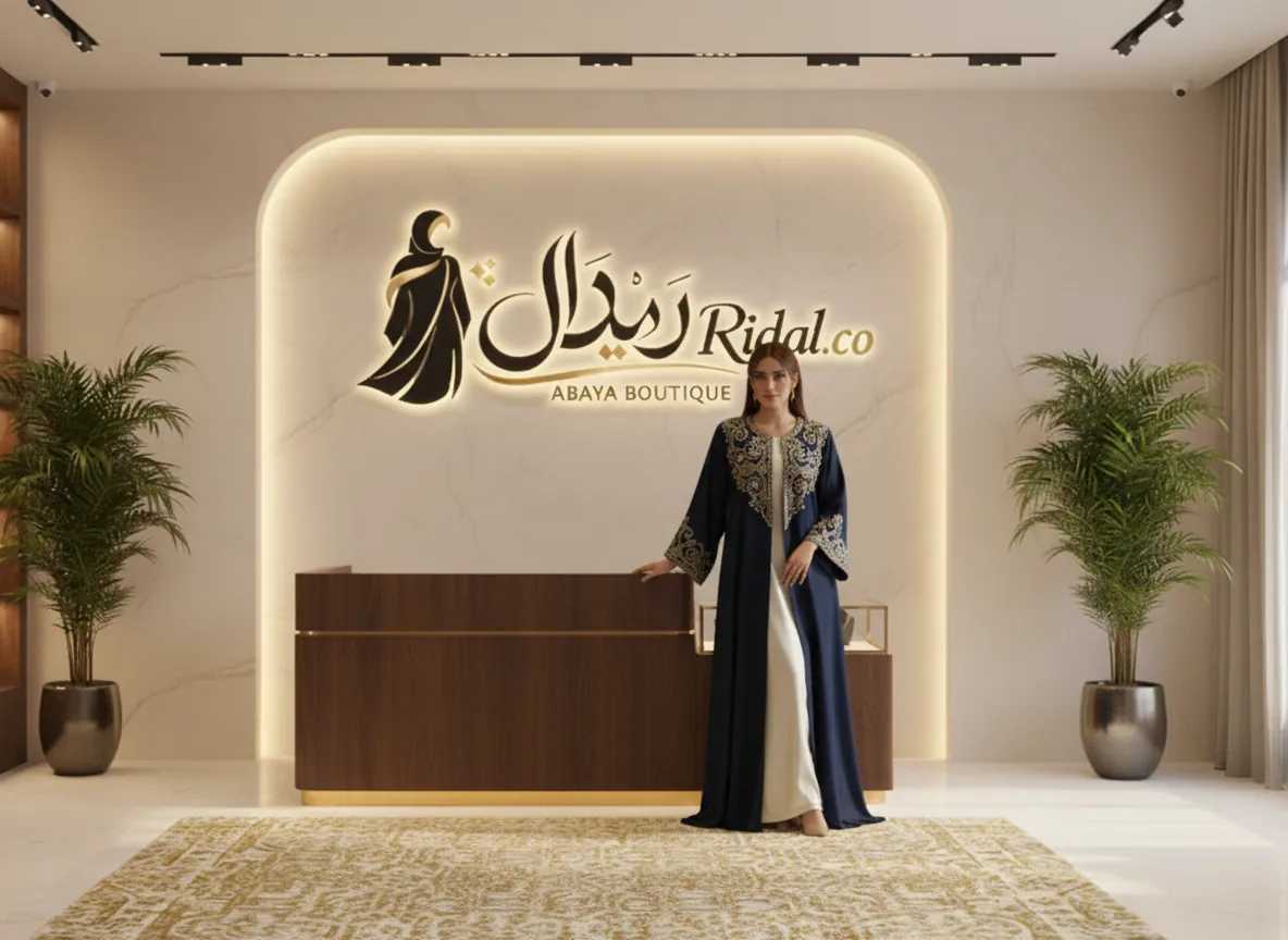 عباية سوداء ملكية بتطريز يدوي فاخر من الكريب الياباني الأصيل