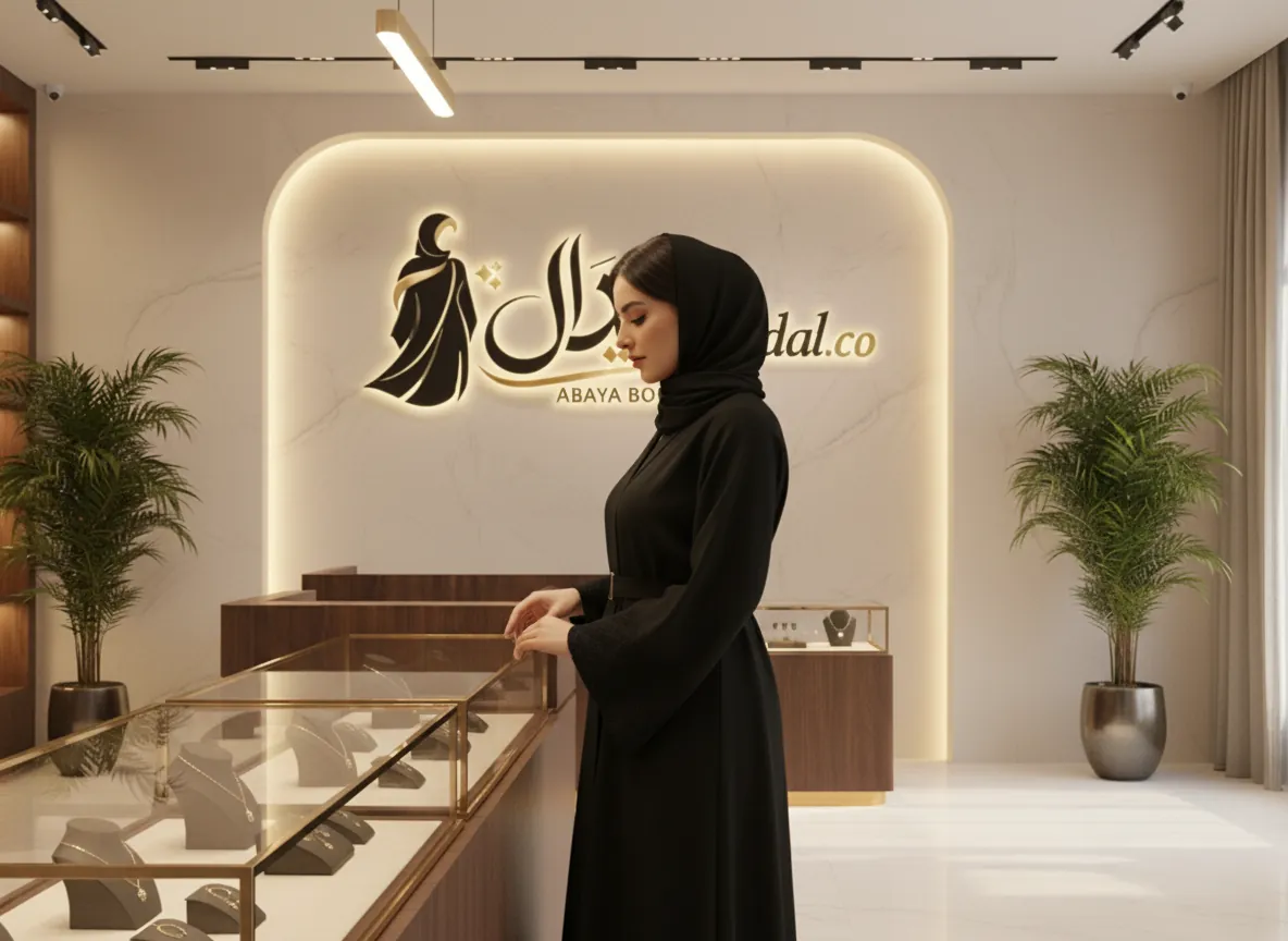 عباية سوداء ملكية من قماش الكريب الفاخر بتصميم كلاسيكي عصري وتطريز ناعم