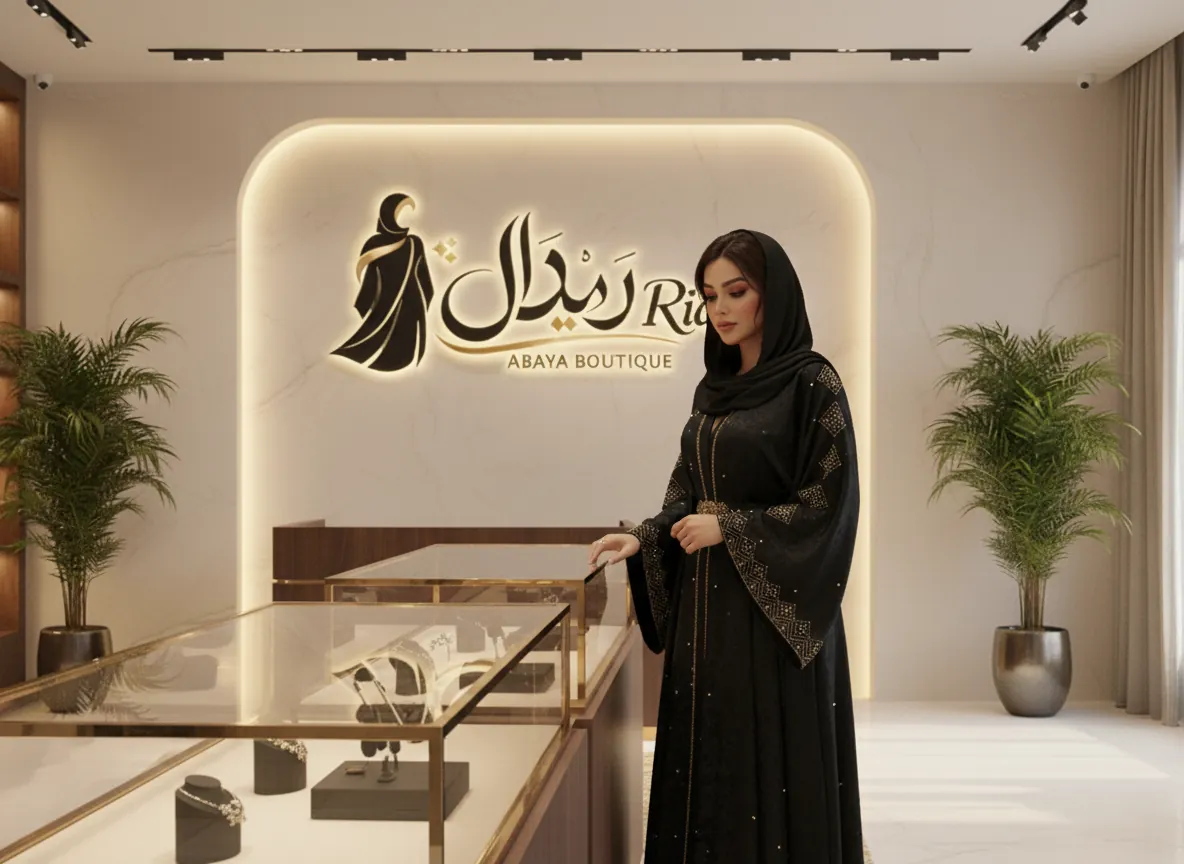 عباية سوداء ملكية من قماش الكريب الياباني الفاخر بتطريز يدوي على الأكمام