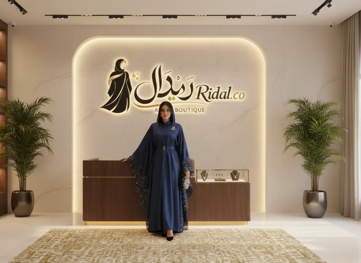 عباية فراشة ملكية باللون الأزرق النيلي مع دانتيل فاخر وتفاصيل الجاكار - SE815