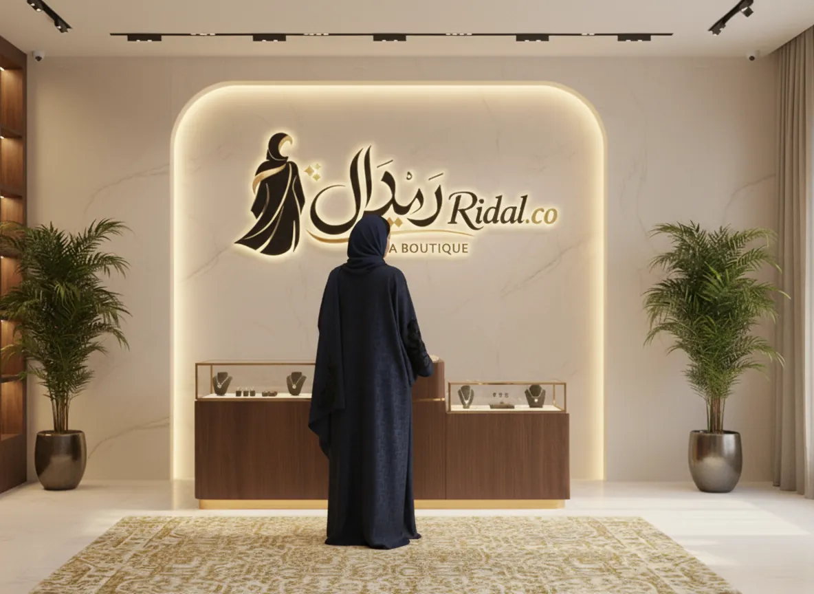 عباية كحلي ملكية بتطريز هندسي وأكمام واسعة - تصميم عصري فاخر