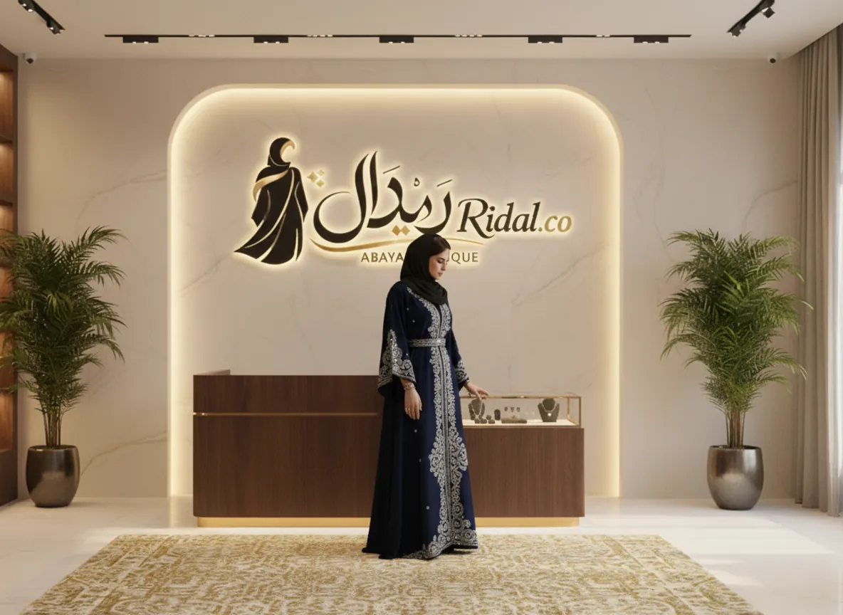 عباية مناسبات ملكية من قماش الكريب الفاخر بتطريز كريستالي يدوي وتصميم عصري أنيق