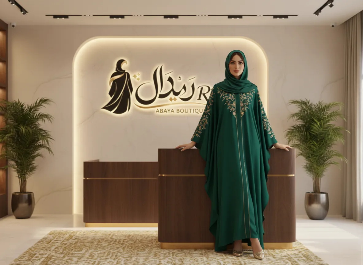 عباية مناسبات ملكية من قماش الكريب الكوري الفاخر مع تطريز يدوي ناعم وتصميم كلاسيكي